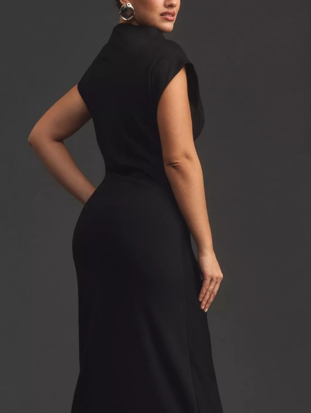 Anthropologie Black Sleeveless Maxi Dress with Side Drape - Picture 6 of 8